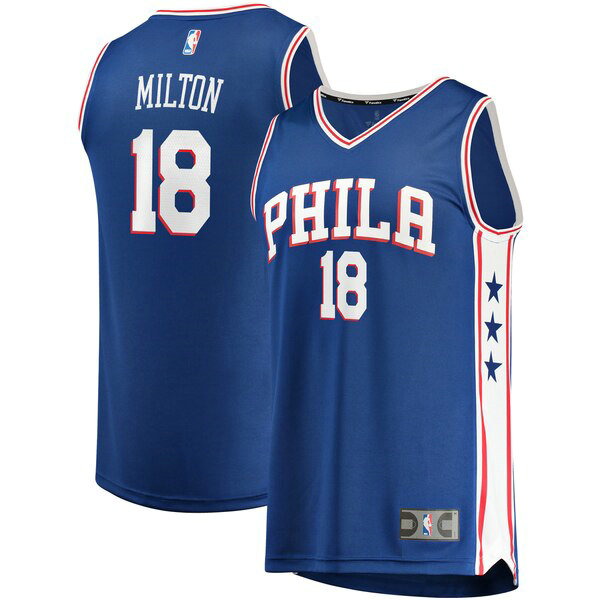 Maillot nba Philadelphia 76ers Icon Edition Homme Shake Milton 18 Bleu